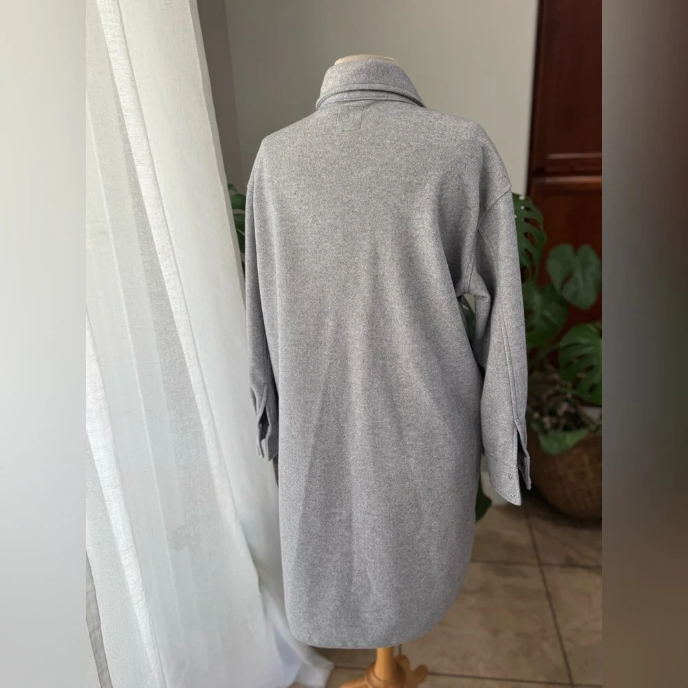 H&M Gray Longline Shacket / Shirt Dress – Size‎ Small - Picture 3 of 4